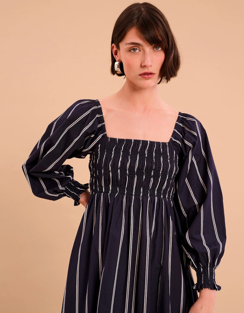 Amaryllis Dress in Blue Stripe