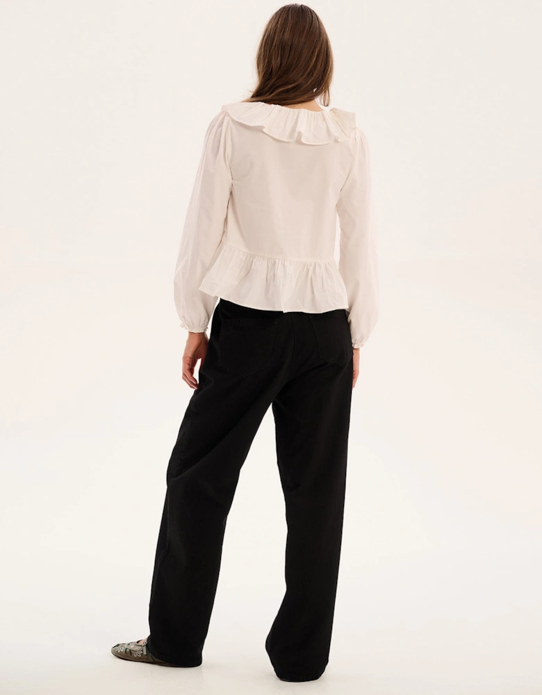 Selena Frill Blouse in White