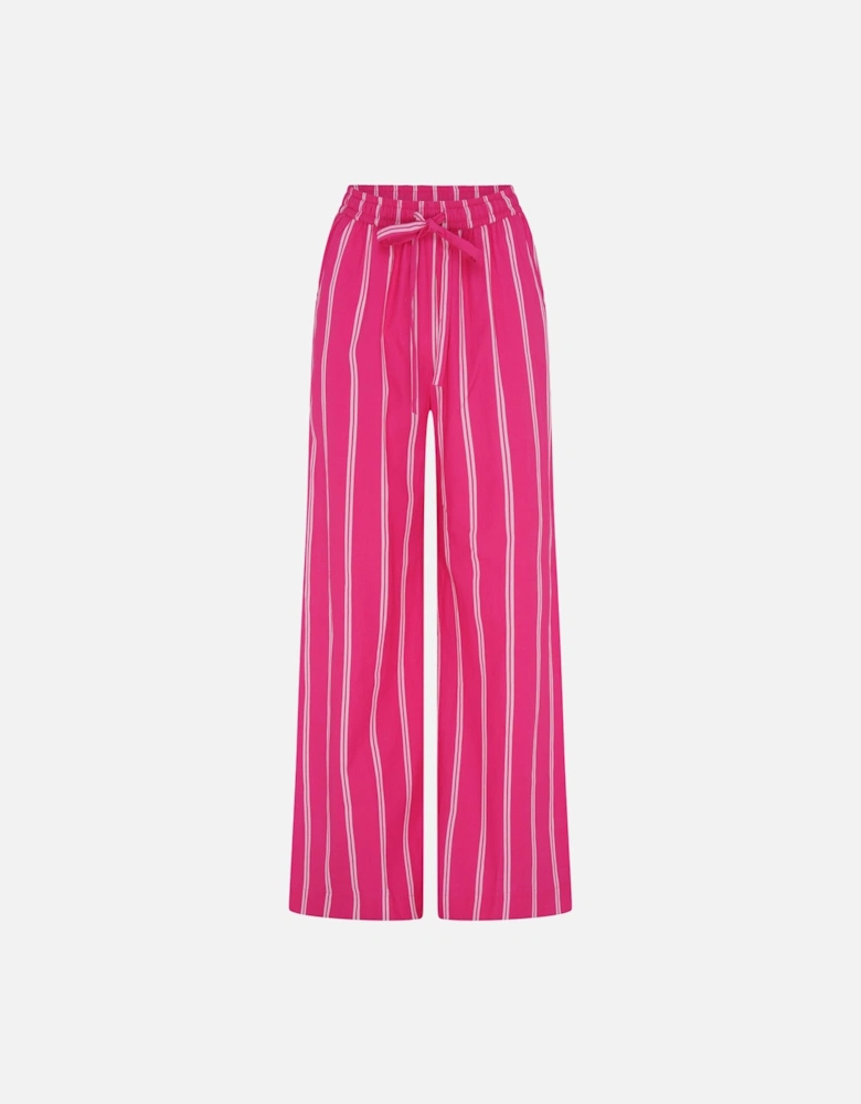 Ramela Elasticated Waist Trouser in Magenta Stripe