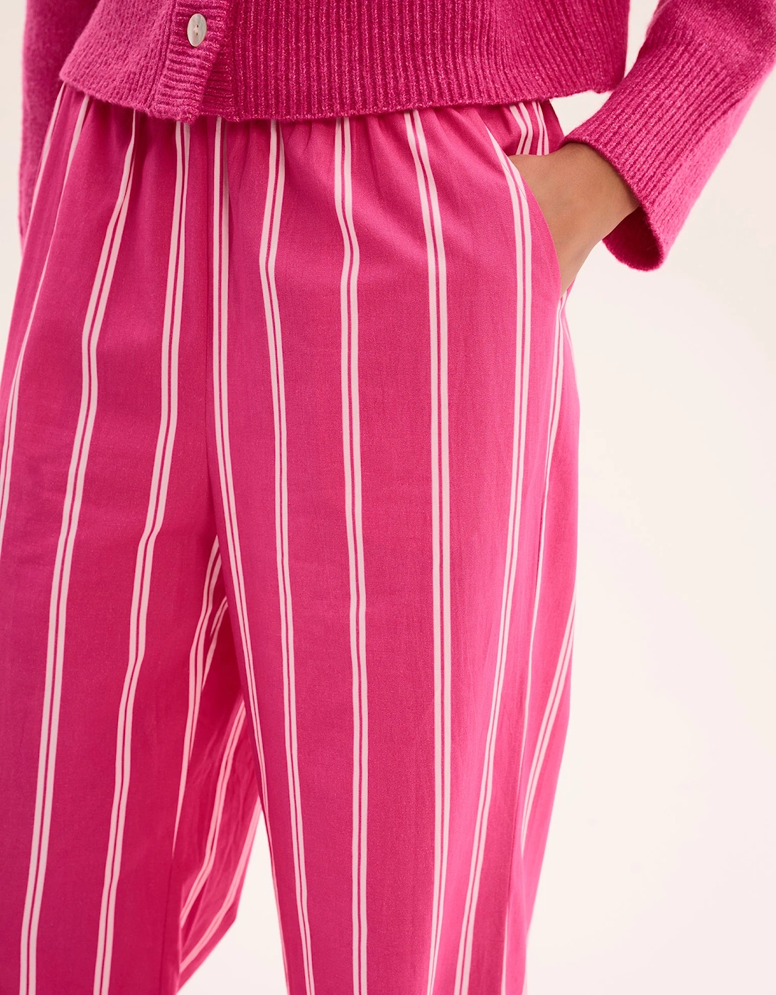 Ramela Elasticated Waist Trouser in Magenta Stripe