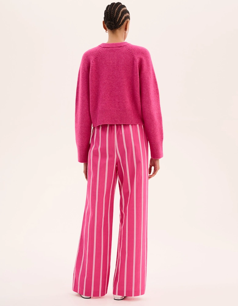 Ramela Elasticated Waist Trouser in Magenta Stripe