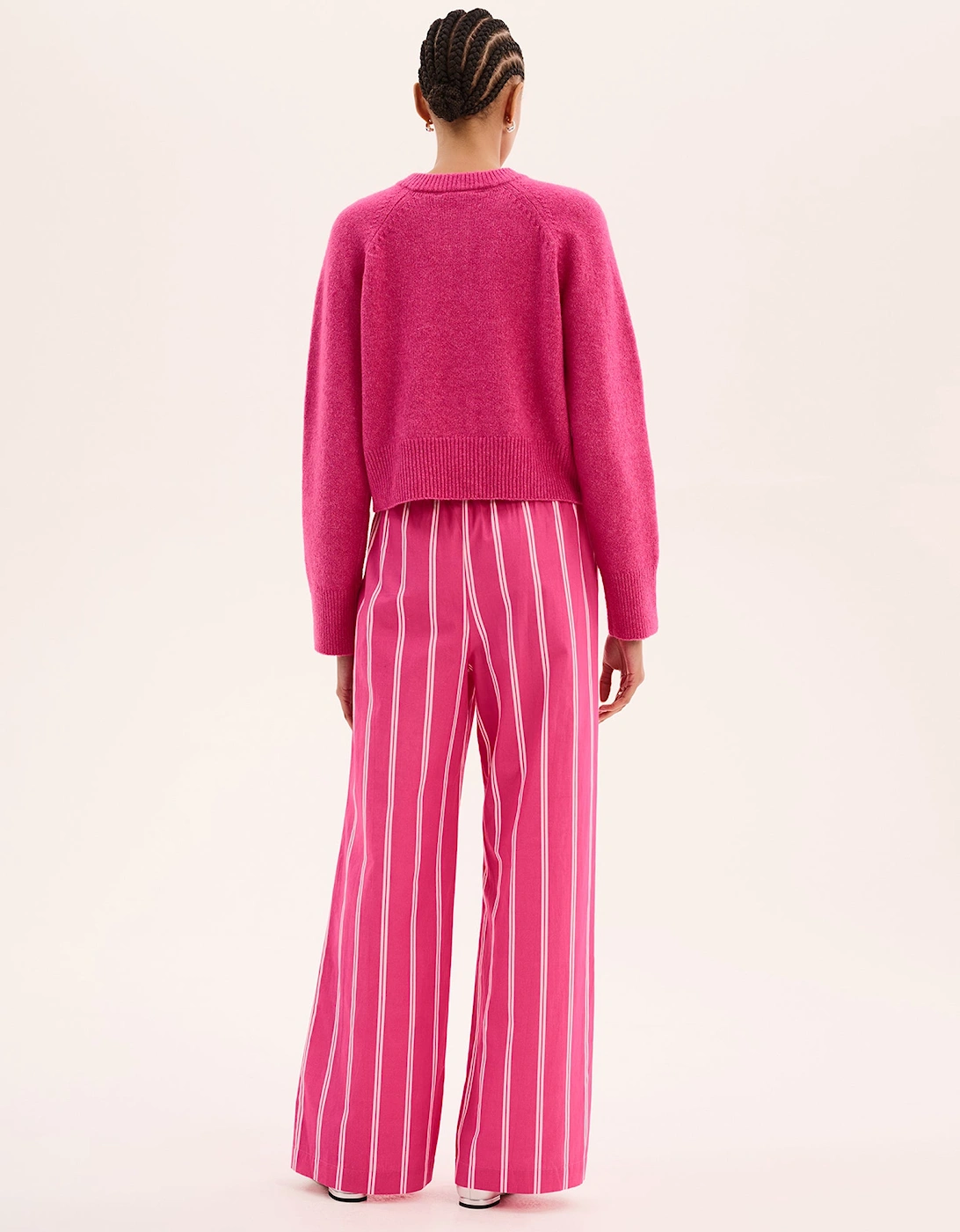 Ramela Elasticated Waist Trouser in Magenta Stripe