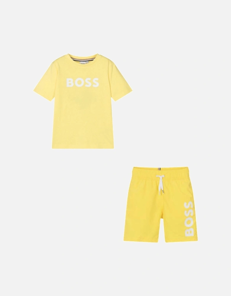 Boss yellow swim shorts set