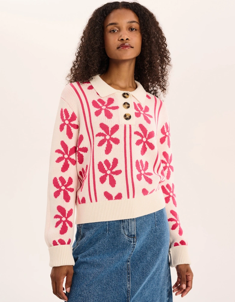 Loren Floral Cotton Jumper in Cream