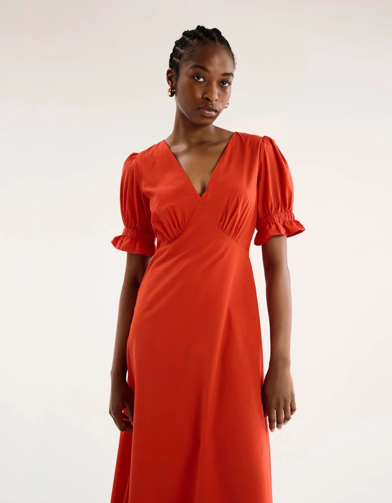 Beverly V Neck Dress in Red