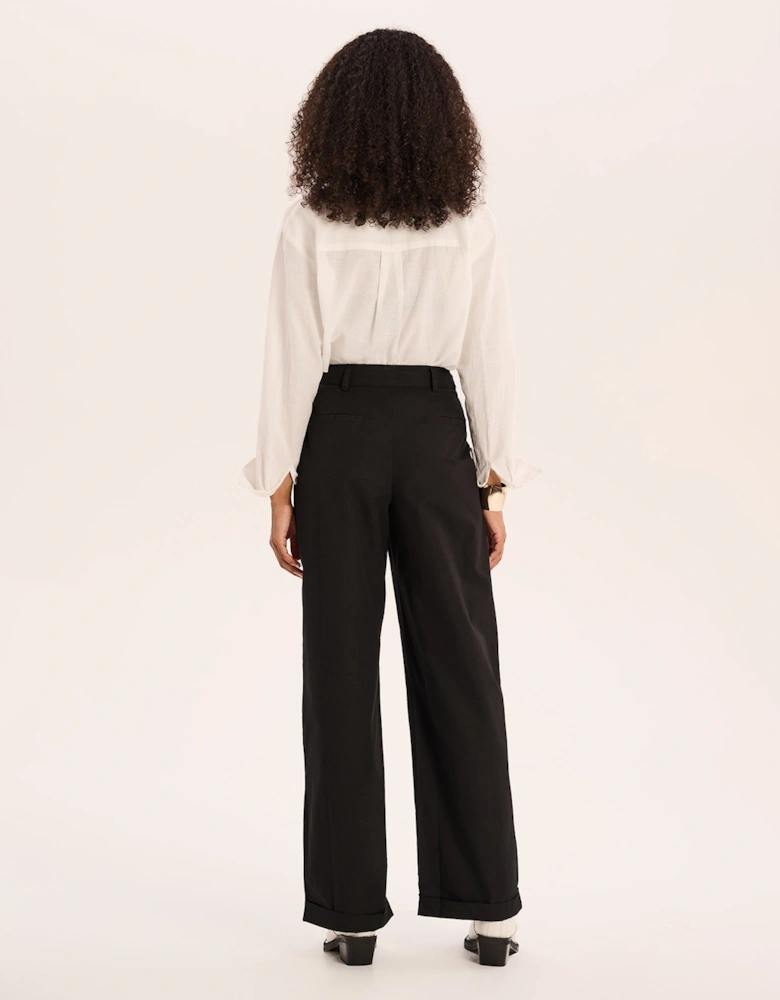 Candy Pleat Front Straight Leg Trouser in Black