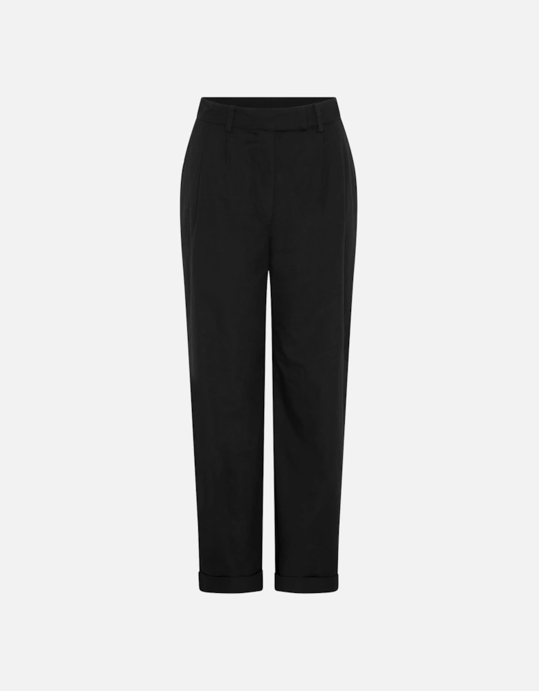 Candy Pleat Front Straight Leg Trouser in Black