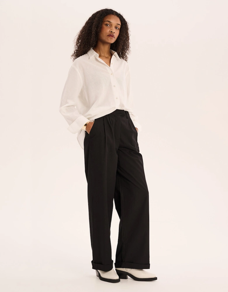 Candy Pleat Front Straight Leg Trouser in Black