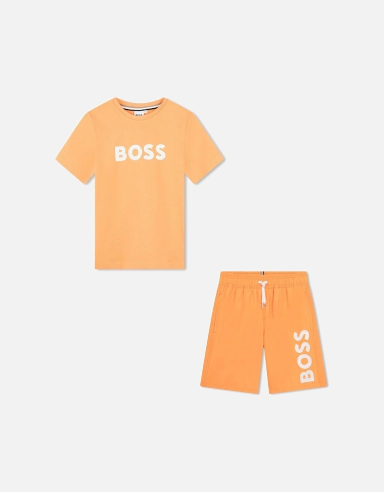 BOSS TANGERINE SWIM SHORTS SET