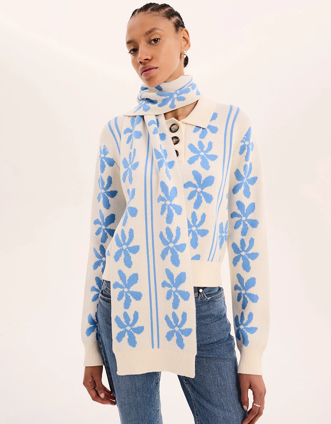 Molly Scarf in Blue Floral