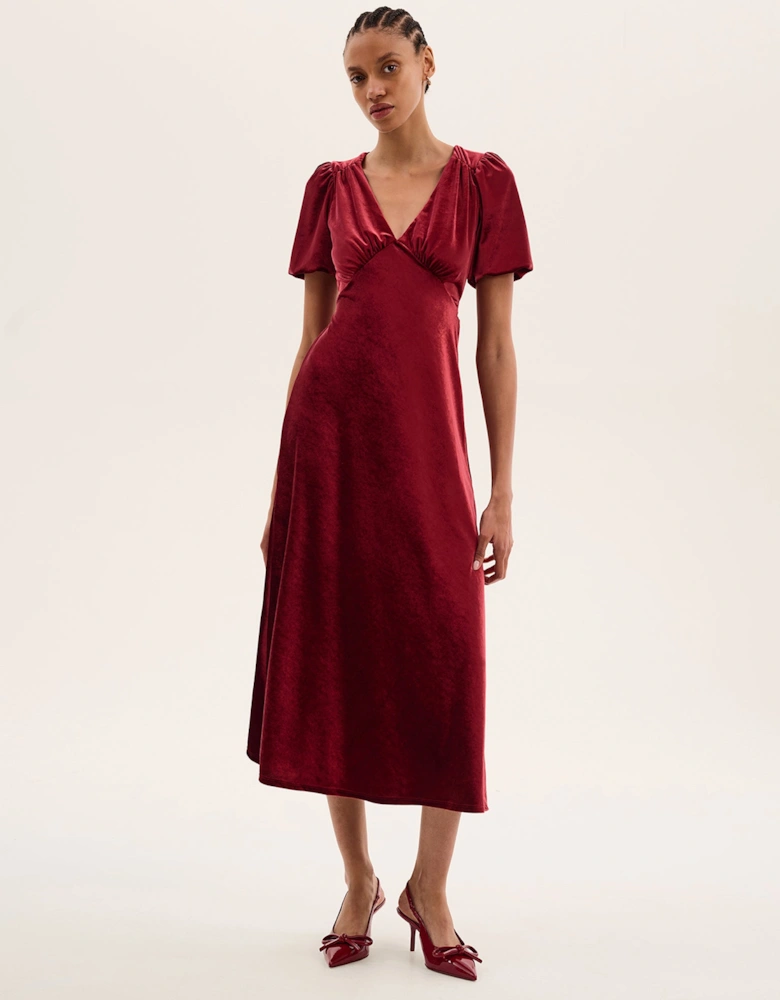 Rosie Velvet Dress in Red