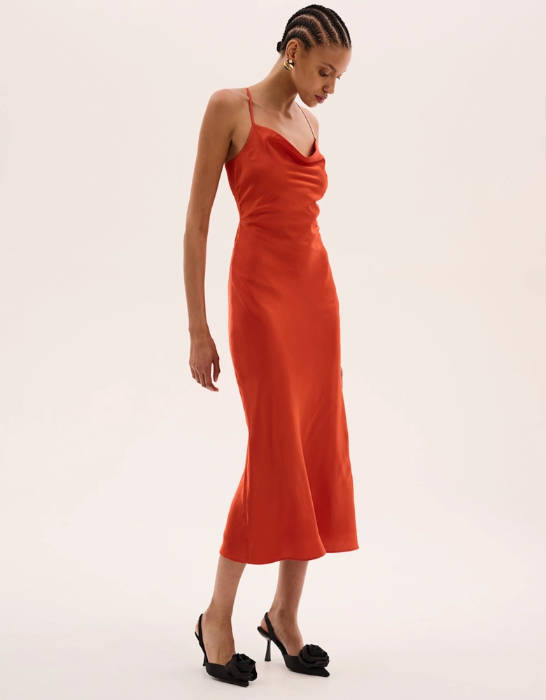 Riviera Midi Dress in Brick Orange