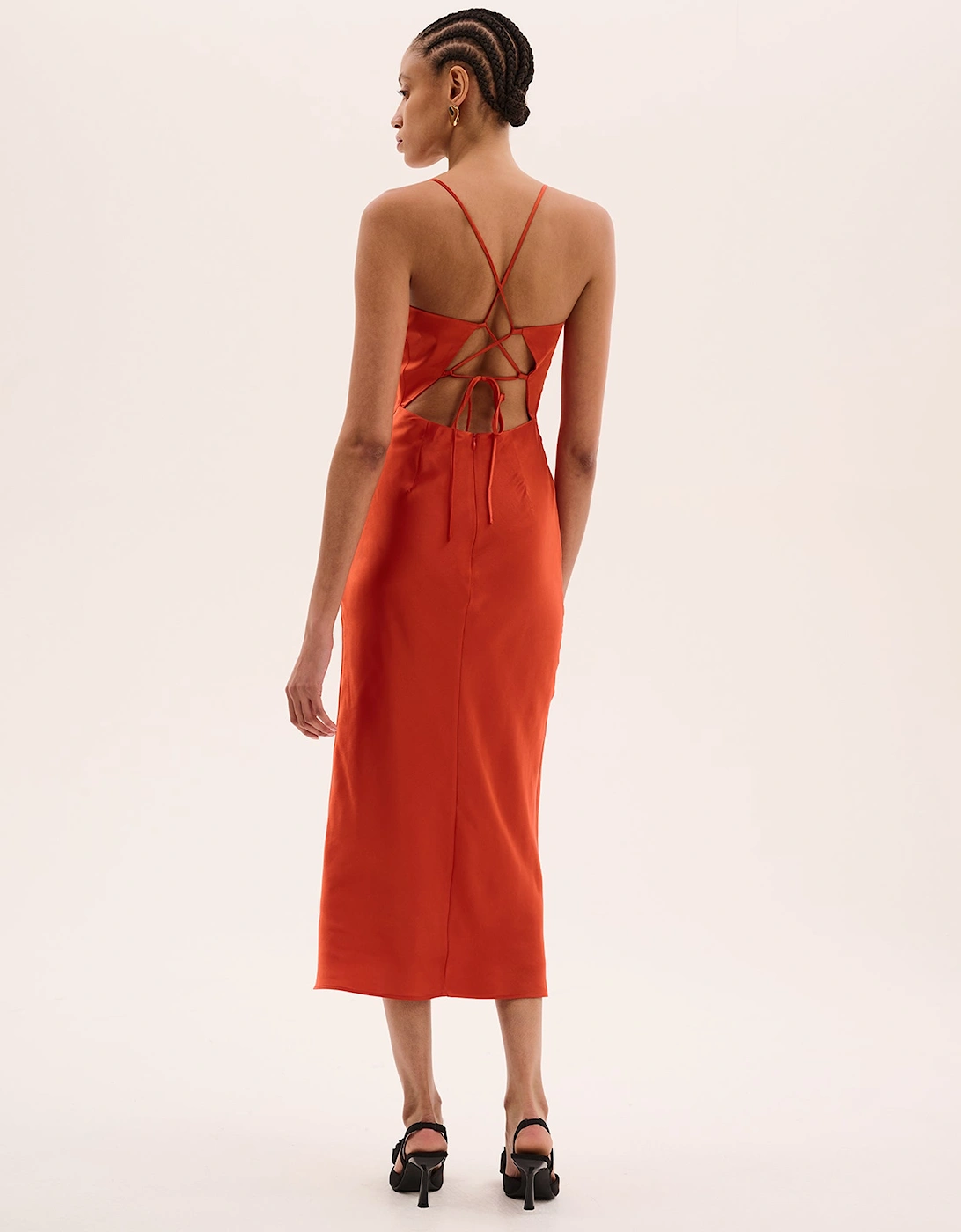 Riviera Midi Dress in Brick Orange