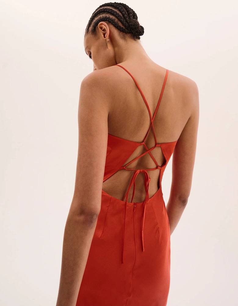 Riviera Midi Dress in Brick Orange