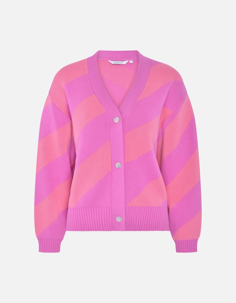 Henni Stripe Detail Cardigan in Pink