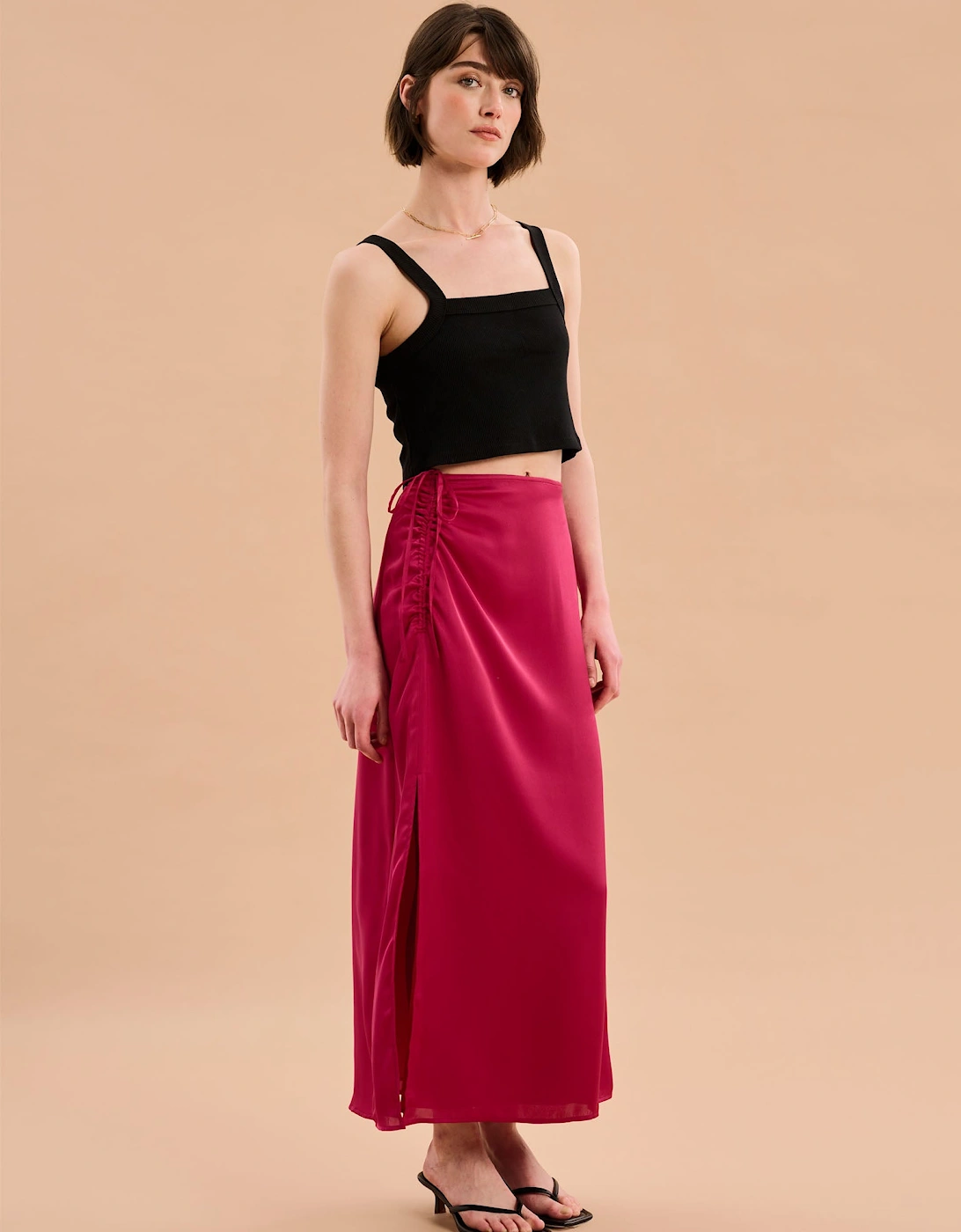 Madelyn Midi Skirt in Magenta