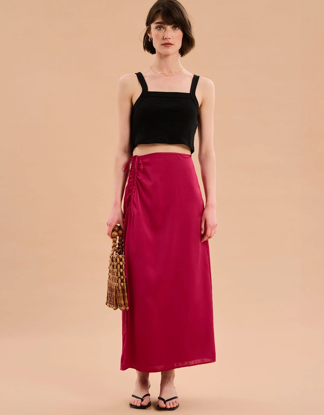 Madelyn Midi Skirt in Magenta