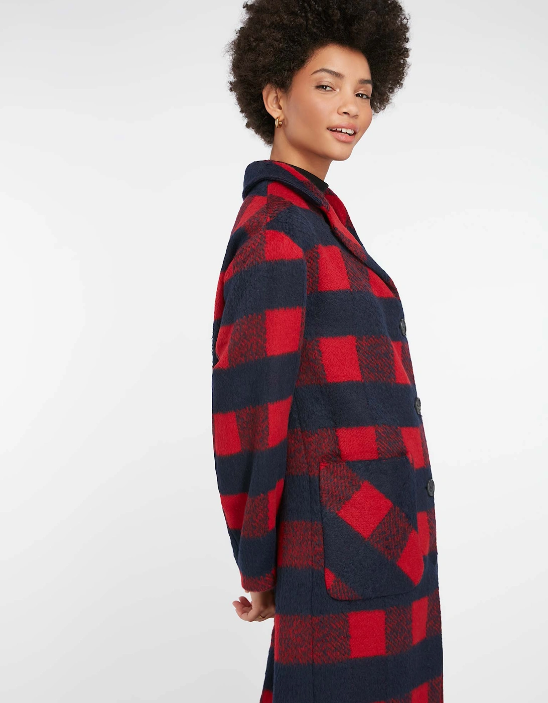 Bea Coat in Red & Navy Check