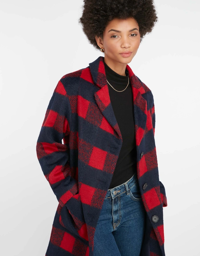 Bea Coat in Red & Navy Check