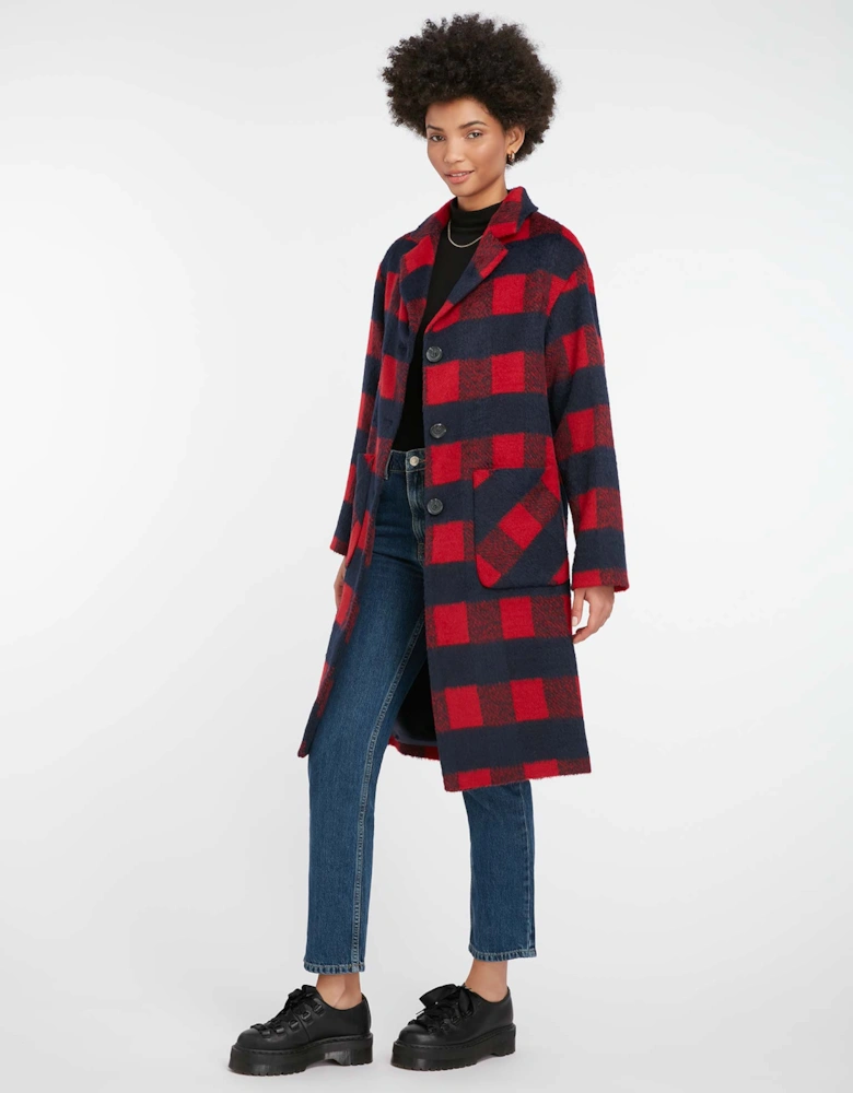 Bea Coat in Red & Navy Check