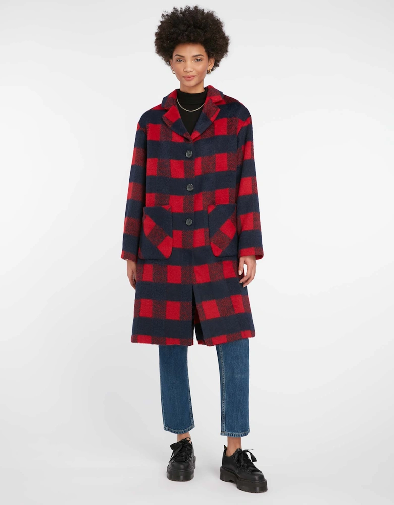 Bea Coat in Red & Navy Check