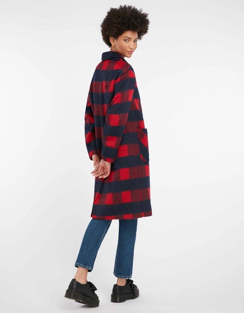 Bea Coat in Red & Navy Check