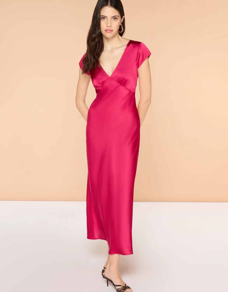 Woolf Midi Dress in Magenta