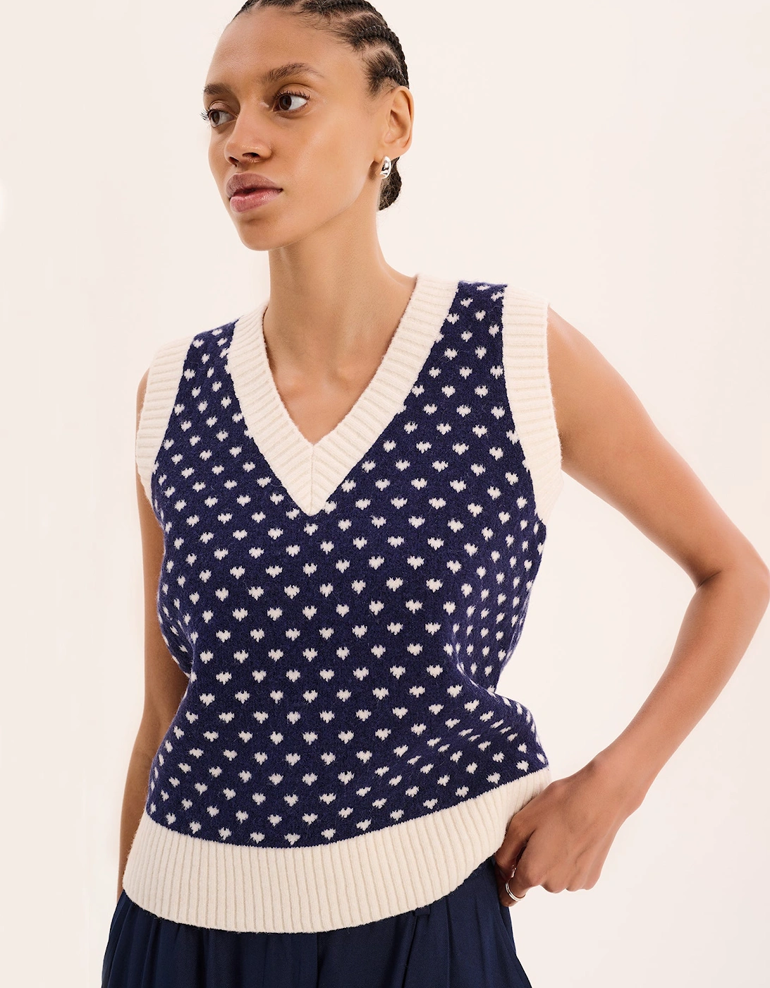 Trinny Mini Heart Vest in Navy