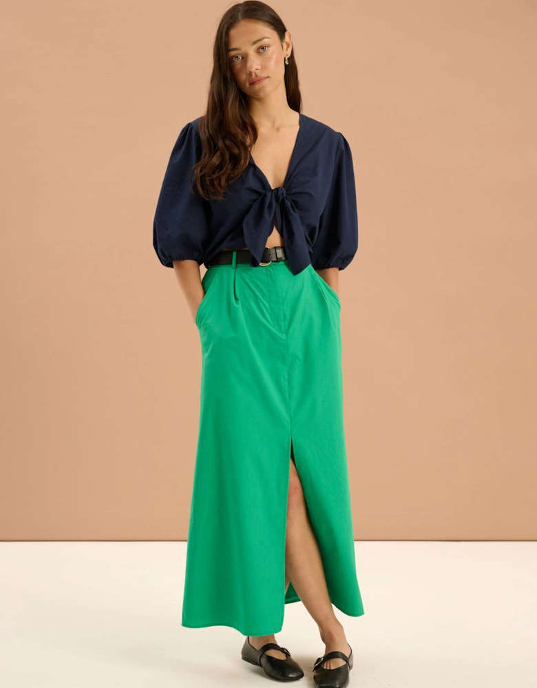 Olive A Line Midi Skirt in Green