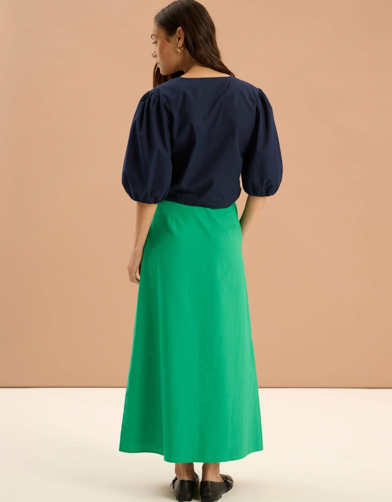 Olive A Line Midi Skirt in Green