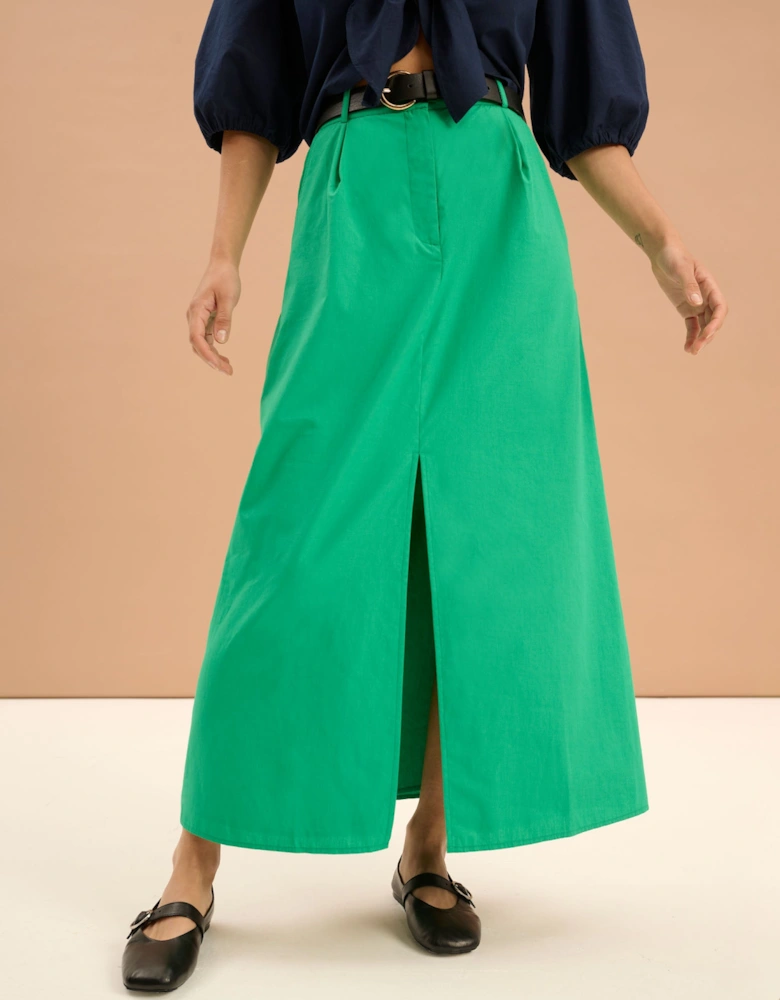 Olive A Line Midi Skirt in Green