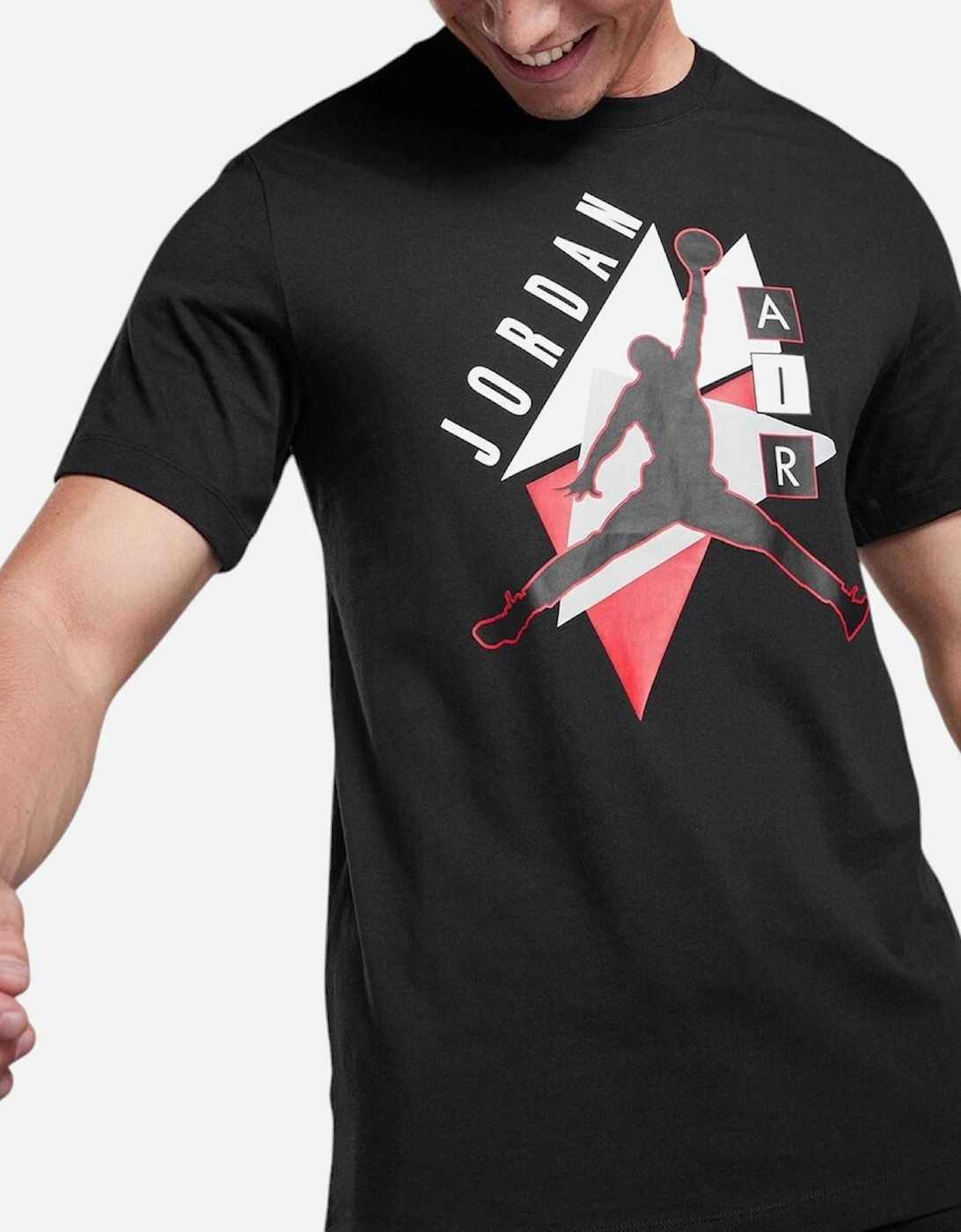 Nike Men's Black Fd7301 Air Jordan Graphic Crew Neck T Shirts Athletic Cotton Retro Tee - Size: 38