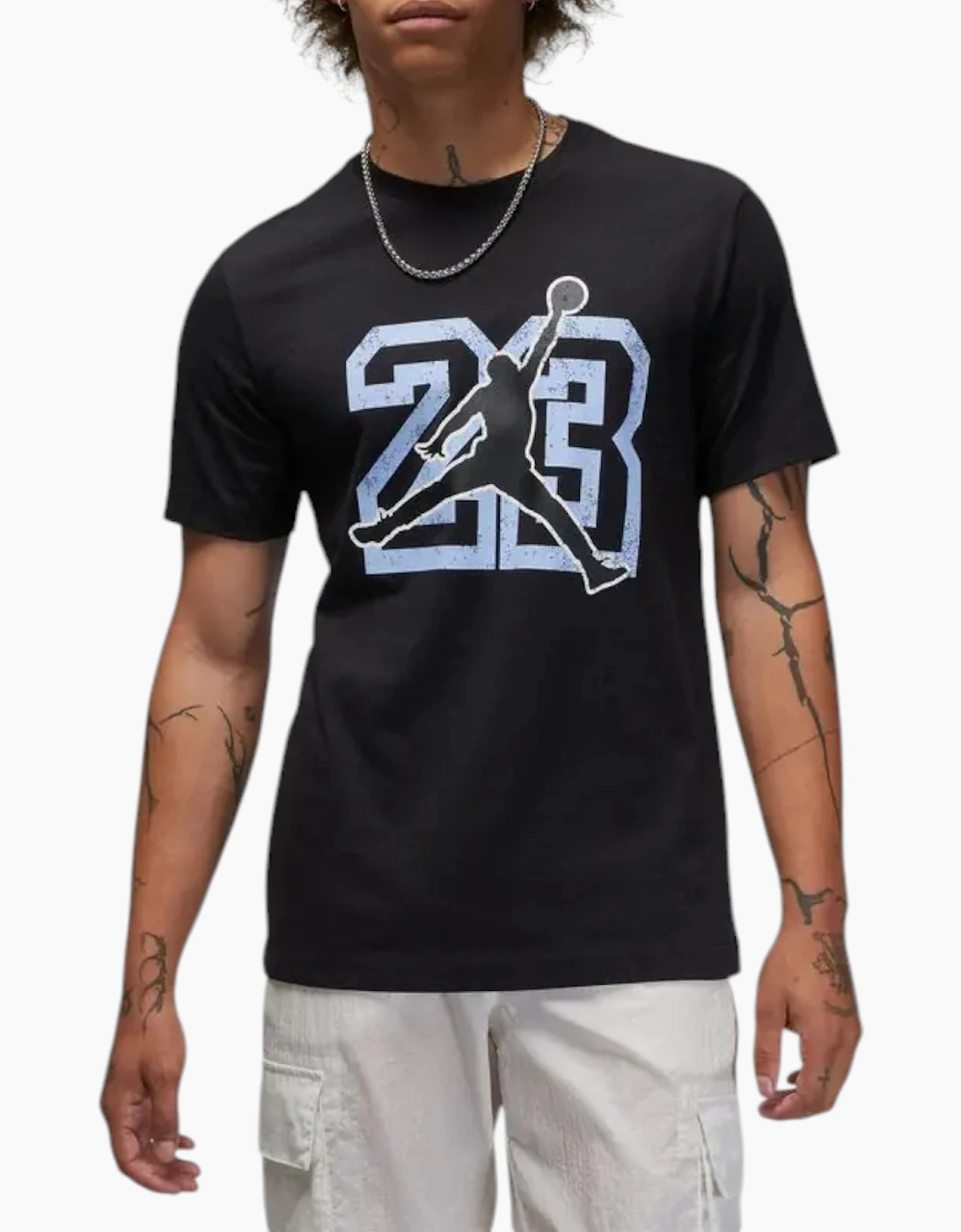 Men's NIKE FB7394 Mens T Shirts AIR JORDAN FLIGHT Essential Crew Neck Cotton Tee NEW - Black - Size: 40