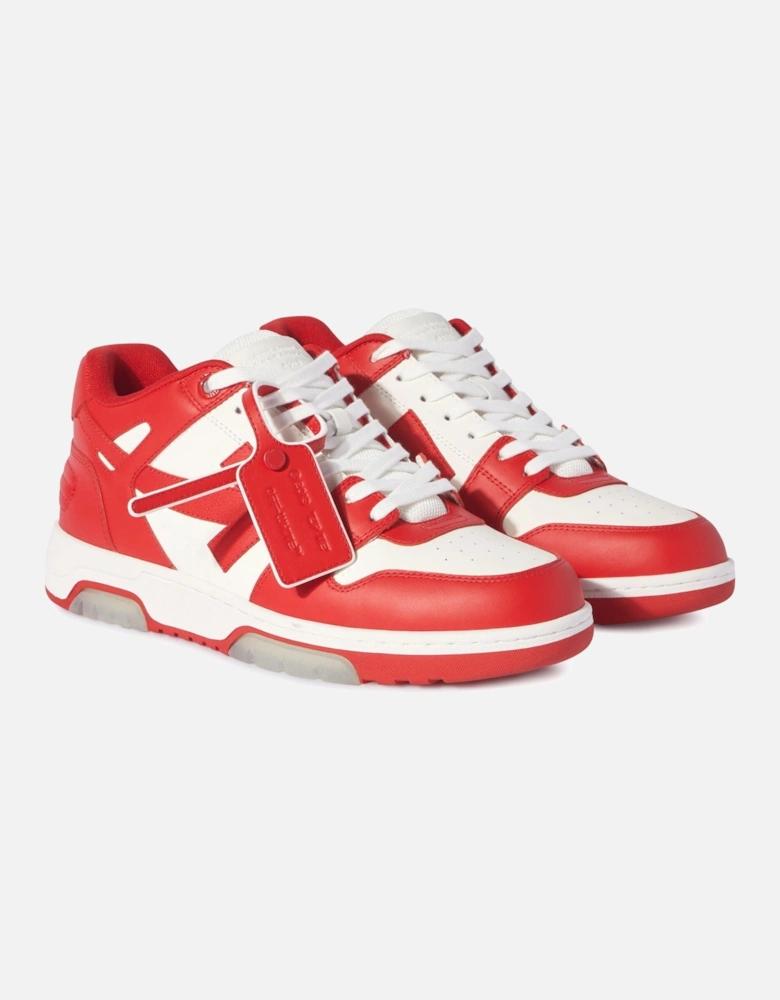 Out of Office Low Top Leather Trainers in Red/White