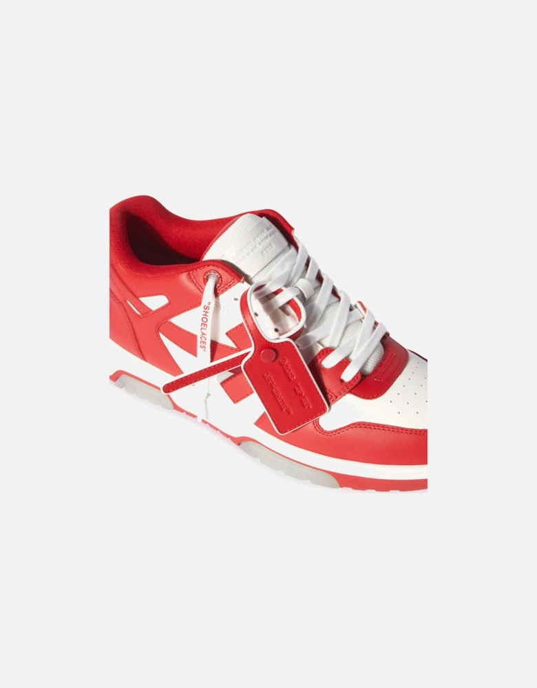 Out of Office Low Top Leather Trainers in Red/White