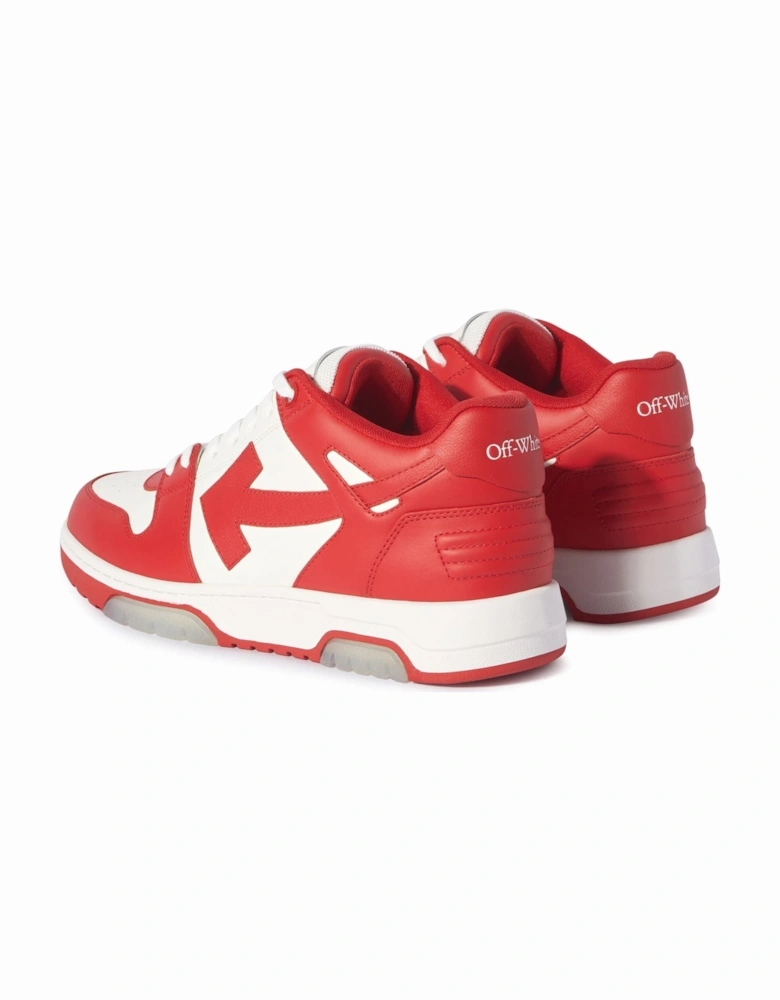 Out of Office Low Top Leather Trainers in Red/White