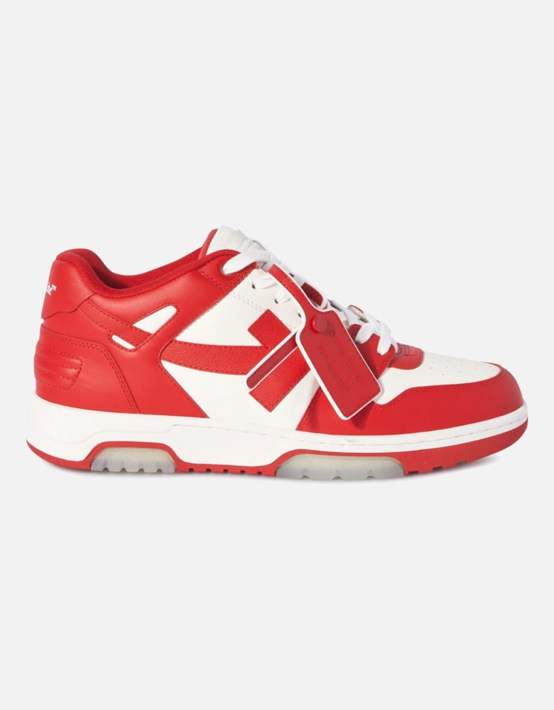 Out of Office Low Top Leather Trainers in Red/White