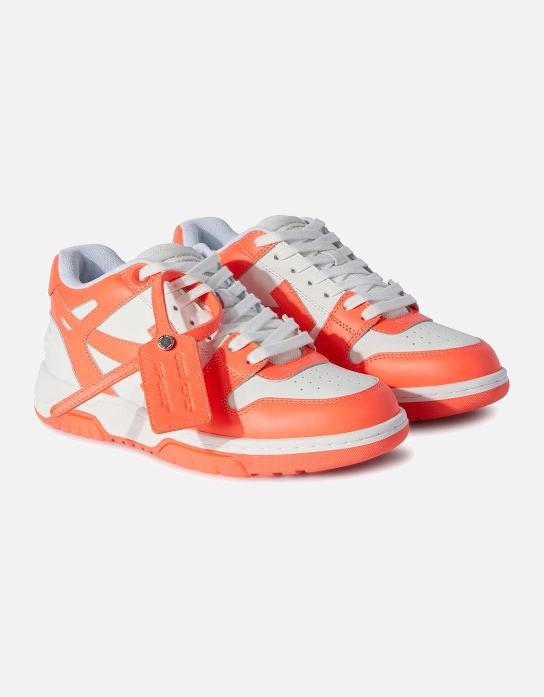 Out of Office Leather Trainers in Neon Orange