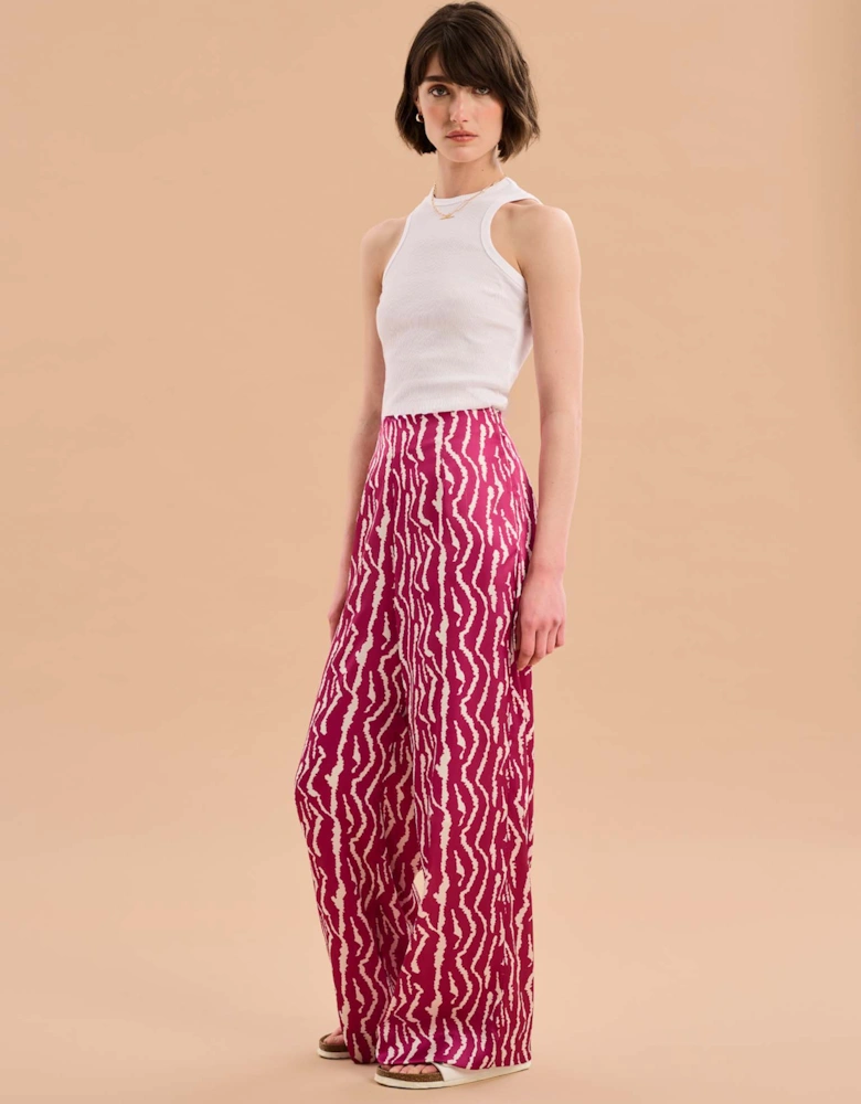 Lynx Satin Wide Leg Print Trouser