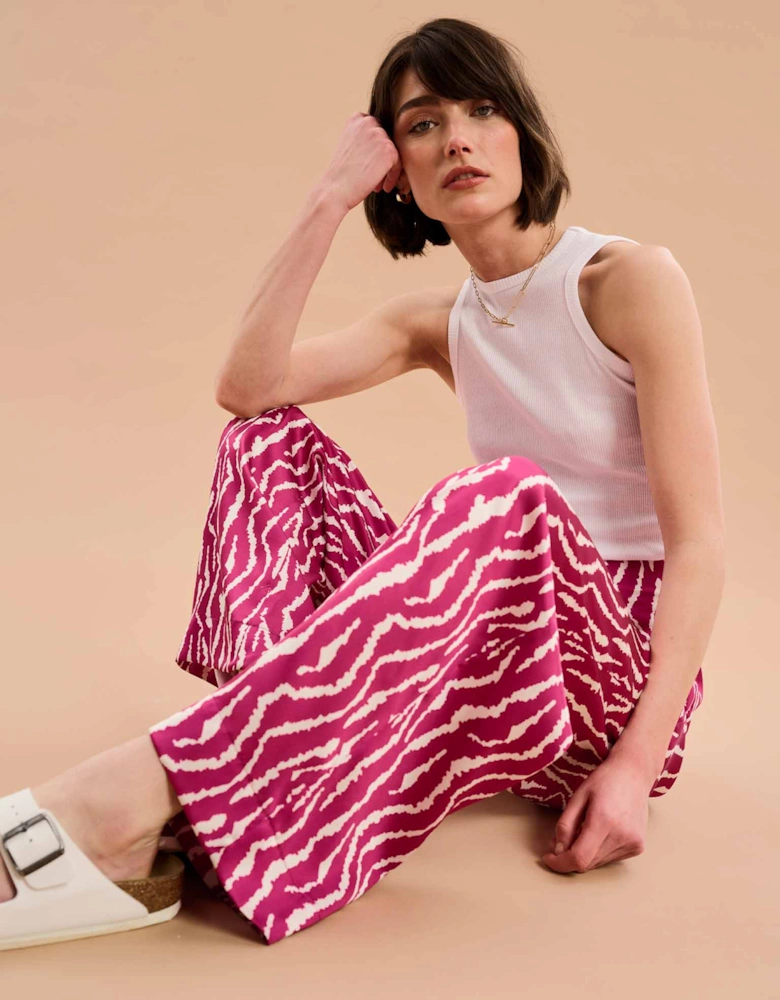 Lynx Satin Wide Leg Print Trouser