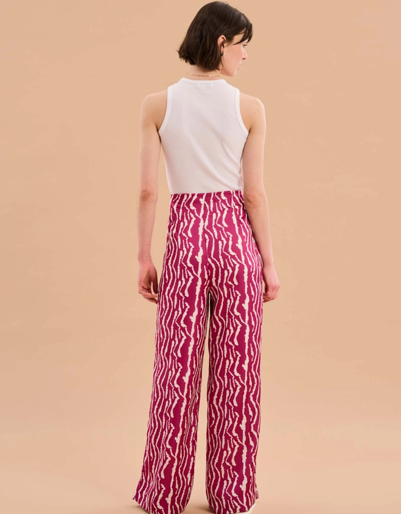 Lynx Satin Wide Leg Print Trouser