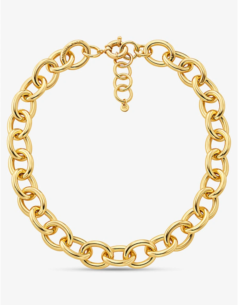 Large Precious Metal-Plated Brass Chain Link Necklace