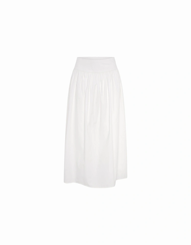 Darcie Drop Waist Full Midi Skirt in White