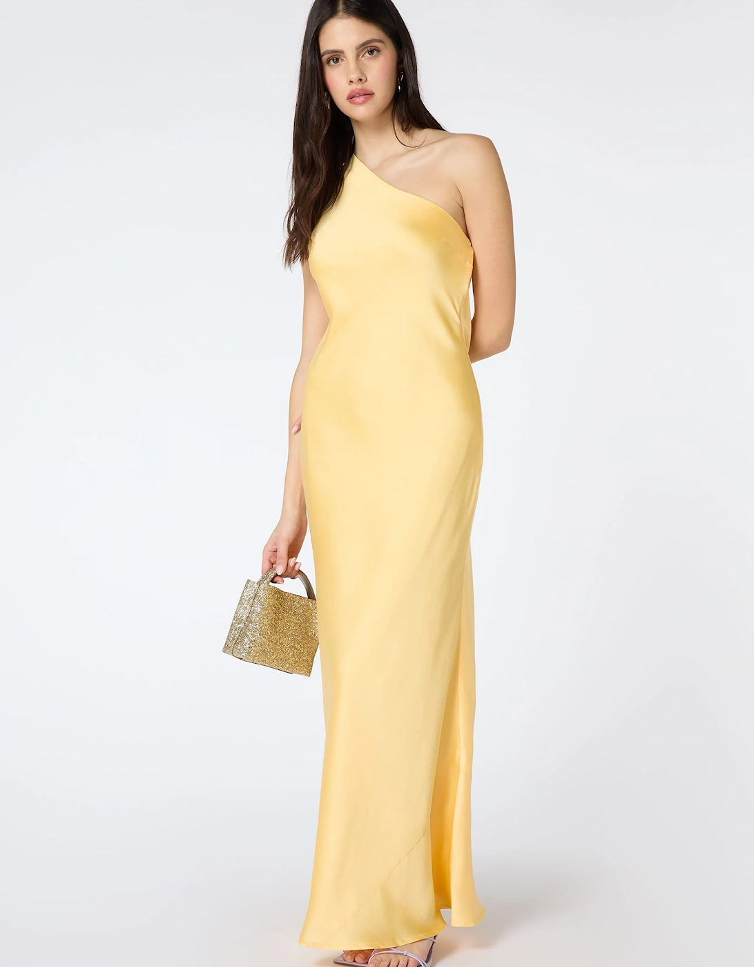 Uma One Shoulder Dress in Lemon Yellow