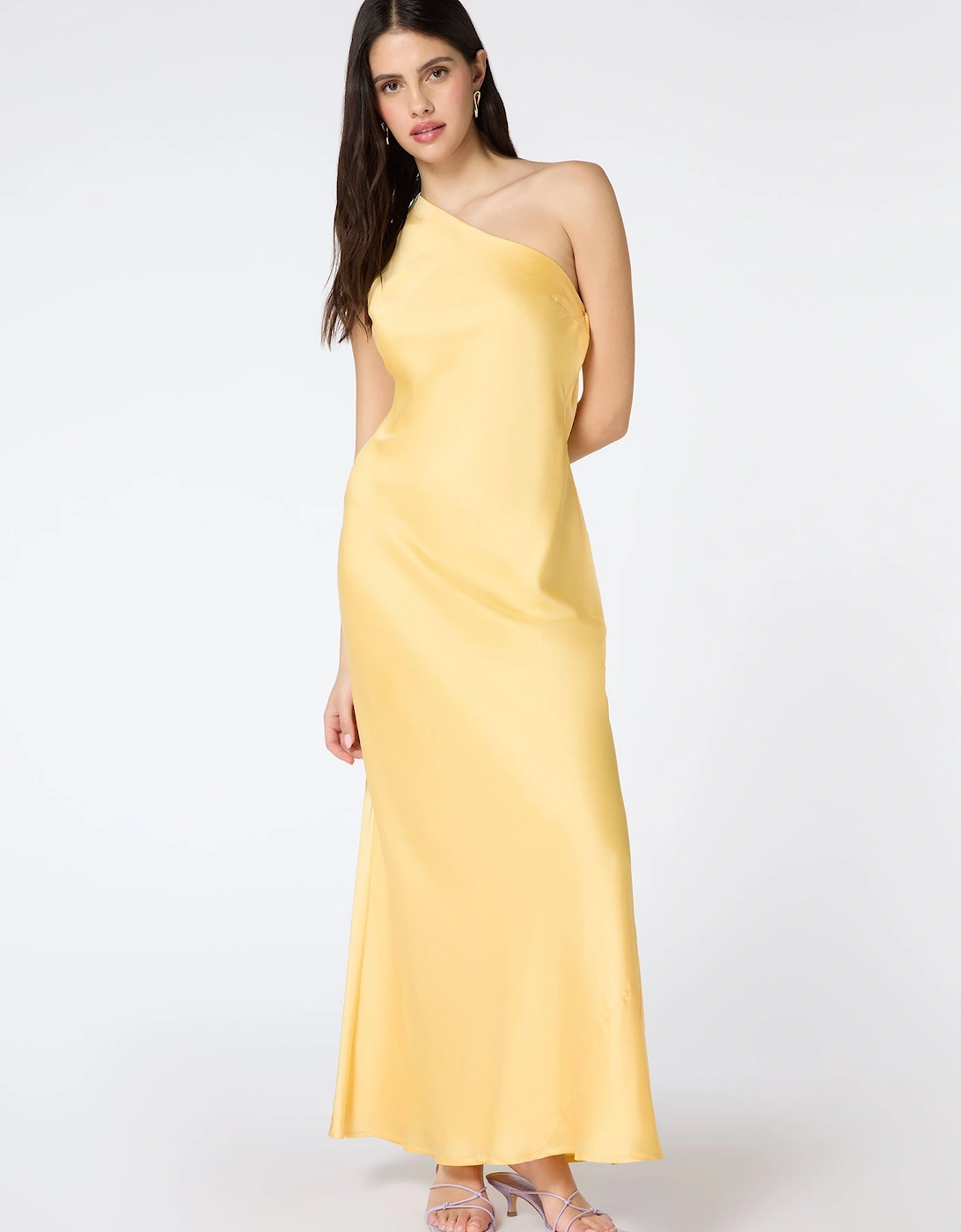 Uma One Shoulder Dress in Lemon Yellow