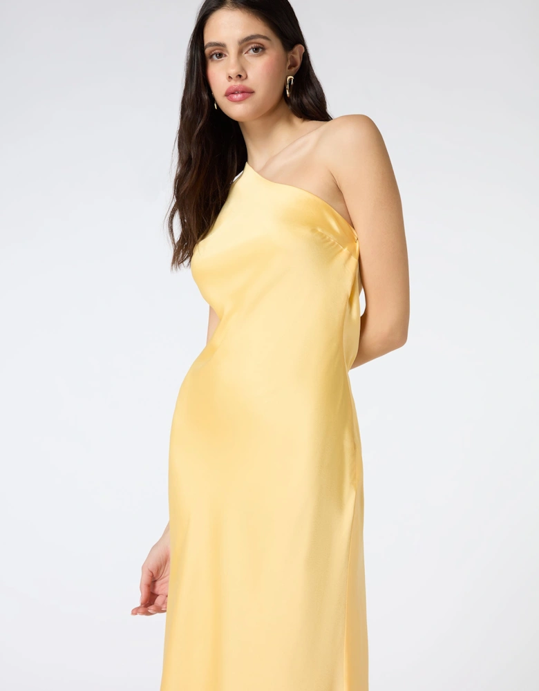 Uma One Shoulder Dress in Lemon Yellow