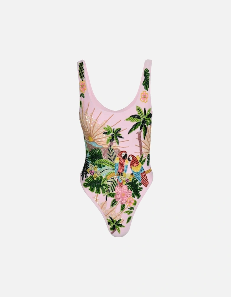 Maya Scoop Back Tropical Swimsuit Pink