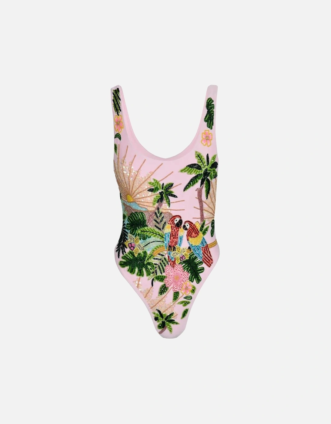 Maya Scoop Back Tropical Swimsuit Pink