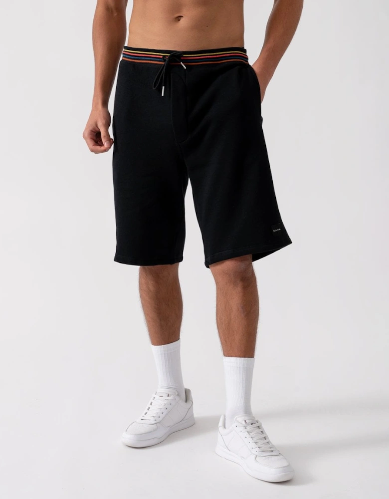 Mens Cotton Jersey Lounge Shorts with Artist Stripe Waistband