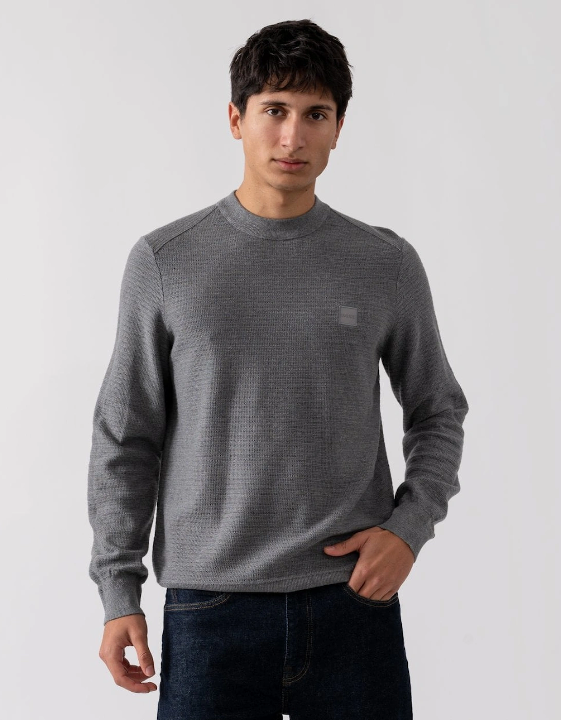 Mens BOSS Orange Anion S Mens Crew Neck Jumper - Light Pastel Grey - Size: 42/Regular